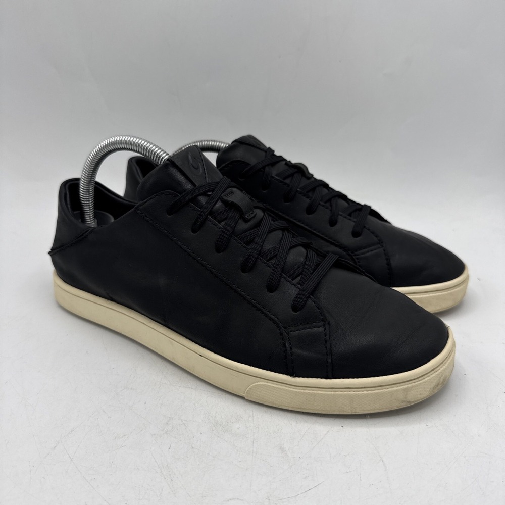 Olukai Shoes Men's 8.5 Kahu Pahaha Black Leather Casual Sneakers